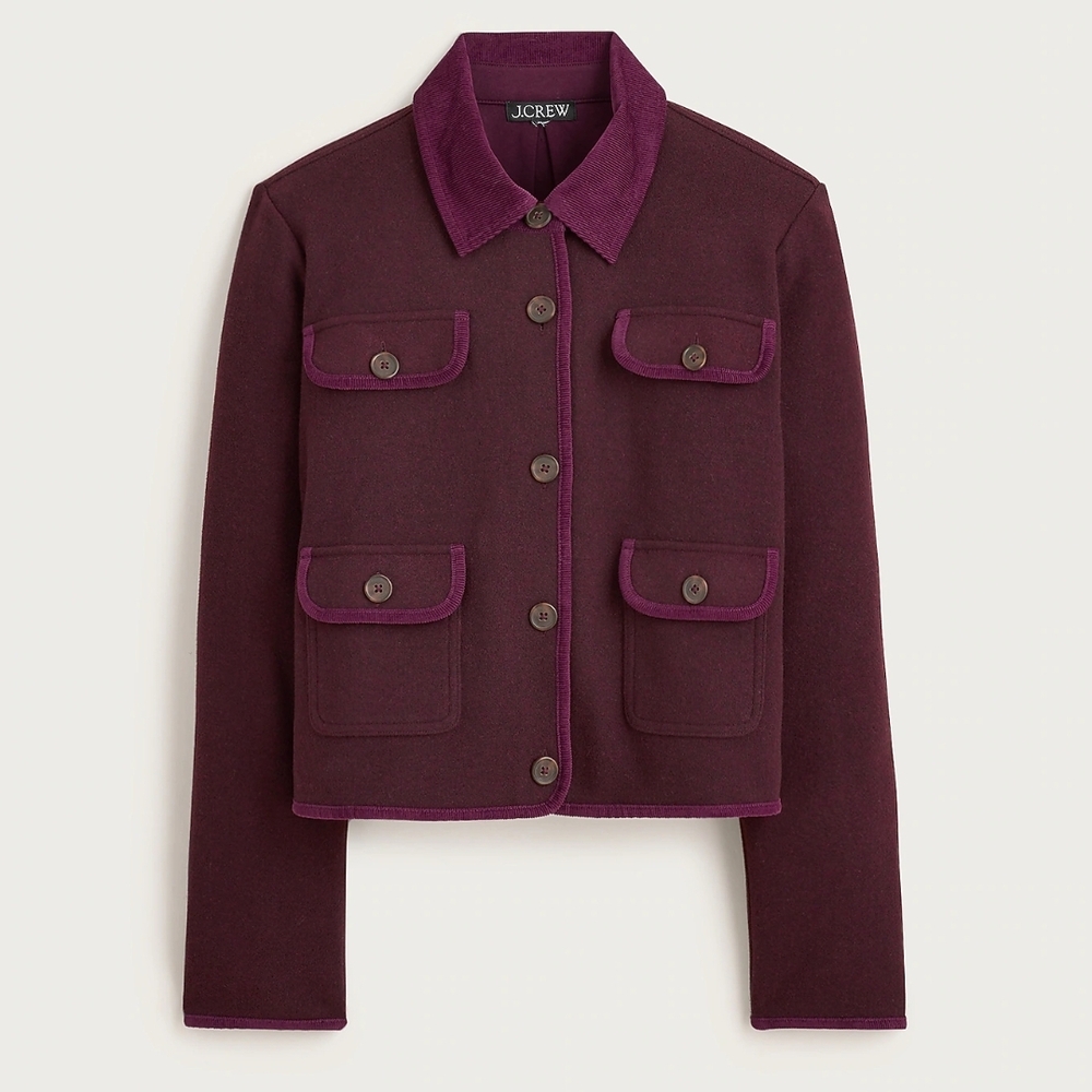 J. Crew New Women's Knit Blazer Wool Blend Sweater Oxblood Size Medium
